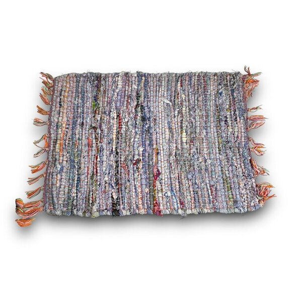 4 Vintage Handwoven Rag Rug Placemats Boho Style Cotton Set 19"x14" EUC Rustic - Picture 4 of 10